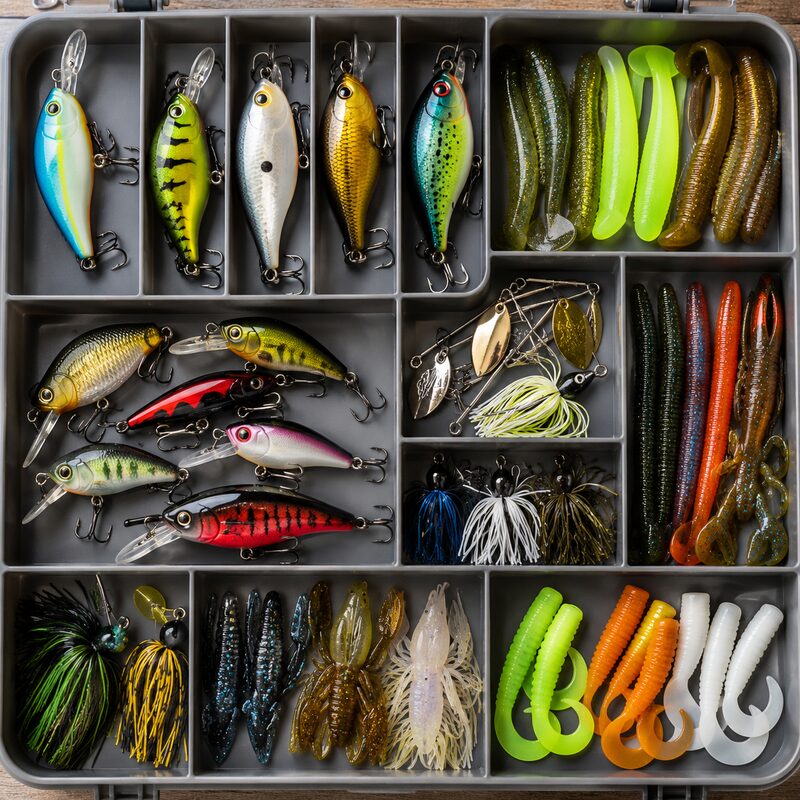 Tackle tray of lures